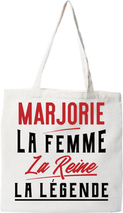 Tote bag coton recyclé marjorie la femme la reine la légende