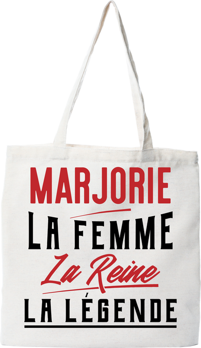 Tote bag coton recyclé marjorie la femme la reine la légende