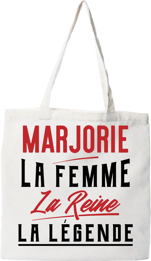 Tote bag coton recyclé marjorie la femme la reine la légende