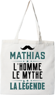Tote bag coton recyclé mathias l'homme le mythe la légende