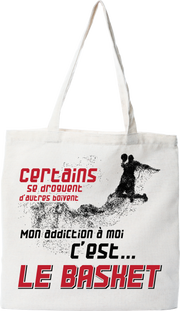 Tote bag coton recyclé mon addiction le basket