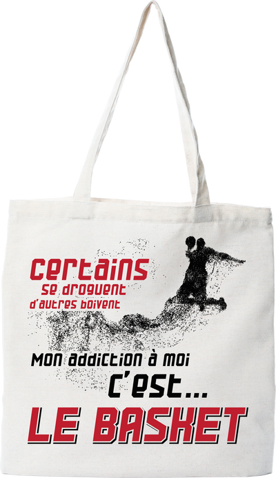 Tote bag coton recyclé mon addiction le basket