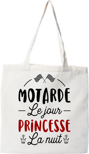 Tote bag coton recyclé motarde et princesse