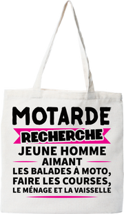 Tote bag coton recyclé motarde recherche