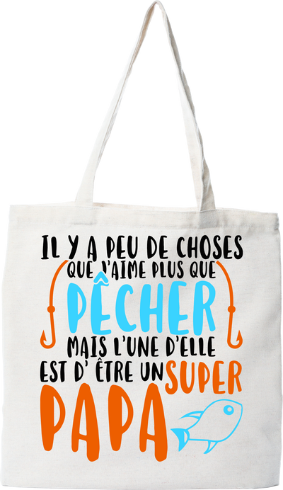 Tote bag coton recyclé pêcheur et super papa