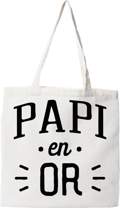 Tote bag coton recyclé papi en or