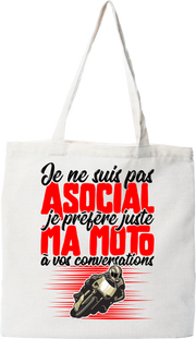 Tote bag coton recyclé pas asocial moto
