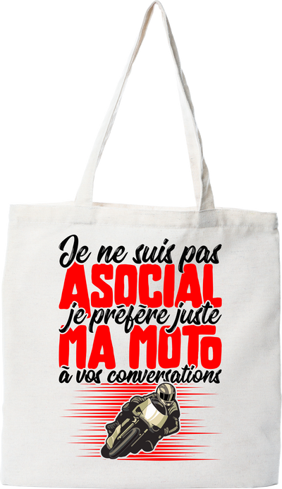 Tote bag coton recyclé pas asocial moto