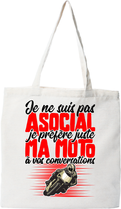 Tote bag coton recyclé pas asocial moto