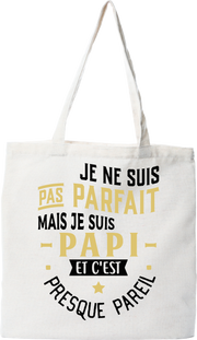 Tote bag coton recyclé pas parfait papi