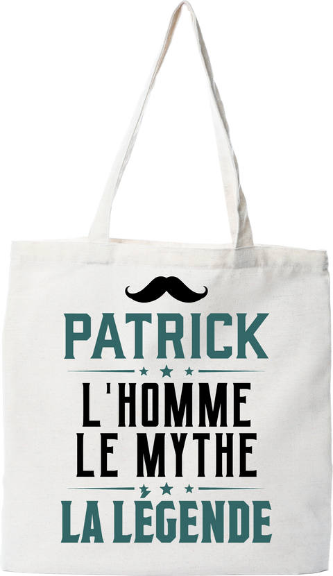 Tote bag coton recyclé patrick l'homme le mythe la légende