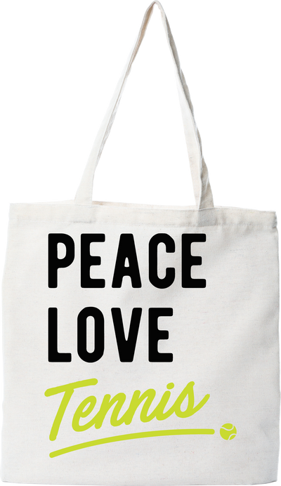 Tote bag coton recyclé peace, love, tennis
