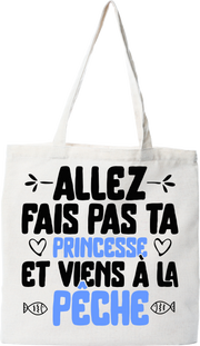 Tote bag coton recyclé princesse à la pêche