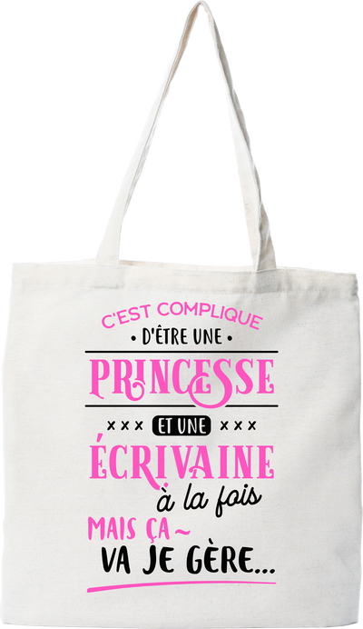 Tote bag coton recyclé princesse et écrivaine