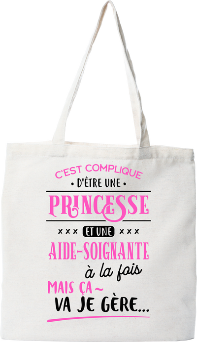 Tote bag coton recyclé princesse et aide-soignante