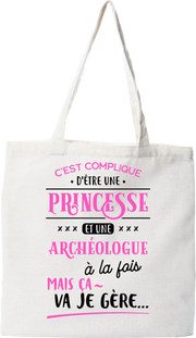 Tote bag coton recyclé princesse et archéologue