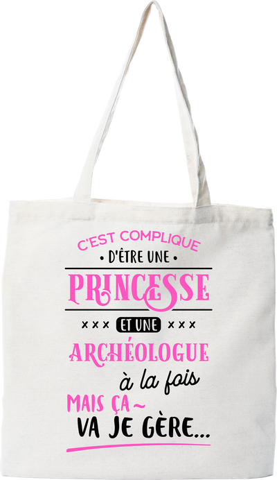 Tote bag coton recyclé princesse et archéologue