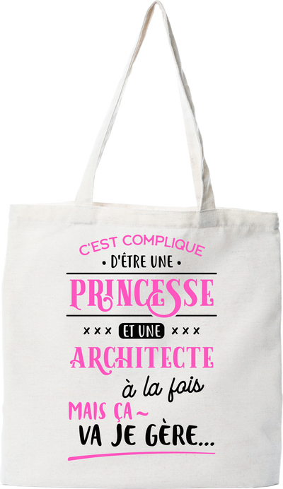 Tote bag coton recyclé princesse et architecte