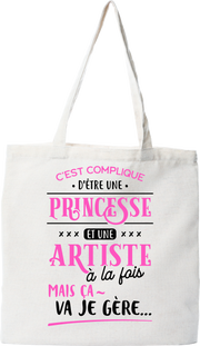 Tote bag coton recyclé princesse et artiste