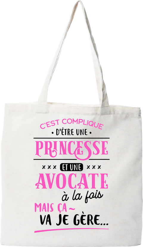 Tote bag coton recyclé princesse et avocate