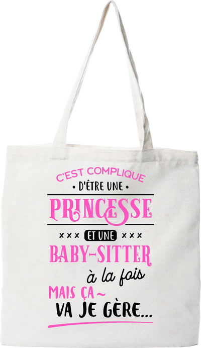 Tote bag coton recyclé princesse et baby-sitter