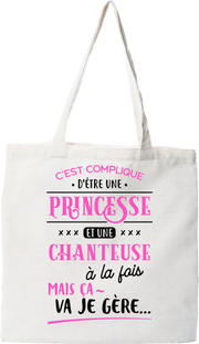 Tote bag coton recyclé princesse et chanteuse