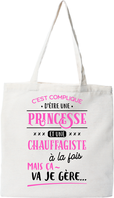 Tote bag coton recyclé princesse et chauffagiste