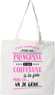 Tote bag coton recyclé princesse et coiffeuse