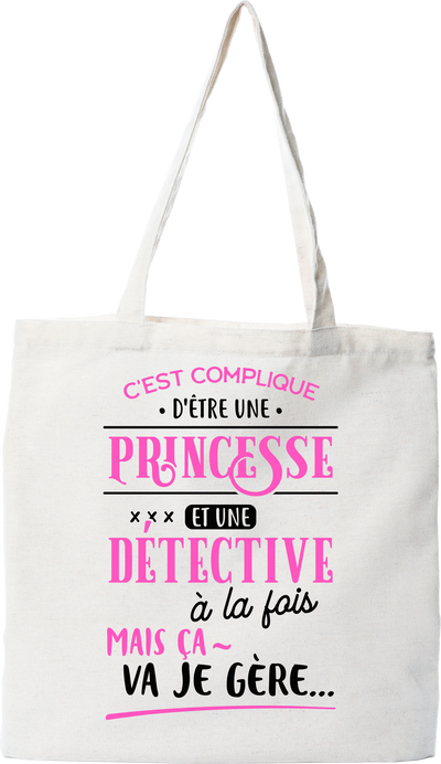 Tote bag coton recyclé princesse et détective