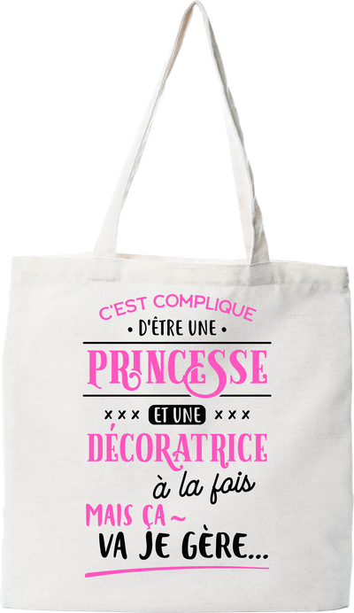 Tote bag coton recyclé princesse et decoratrice