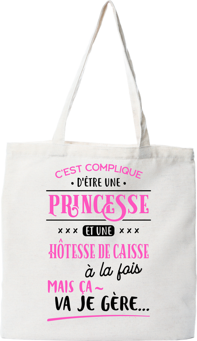 Tote bag coton recyclé princesse et hotesse de caisse