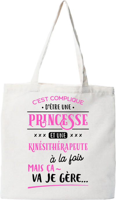 Tote bag coton recyclé princesse et kinesitherapeute