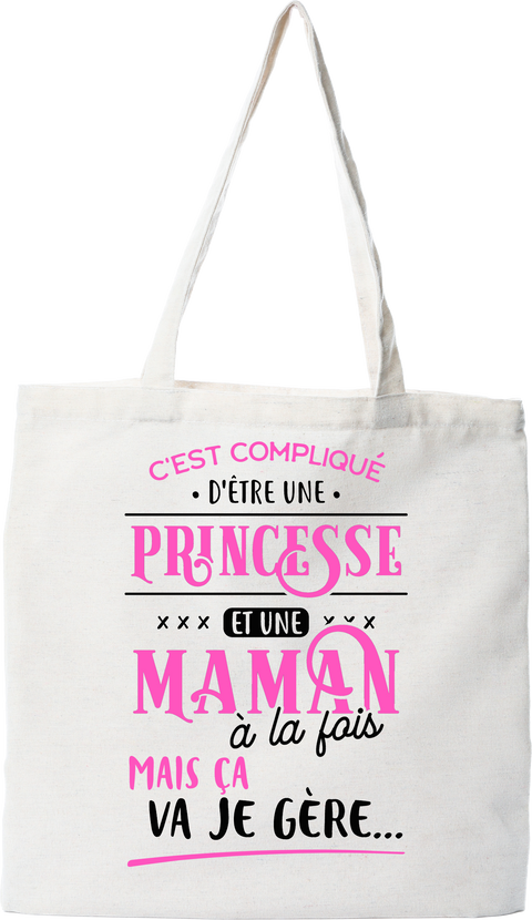 Tote bag coton recyclé princesse et maman