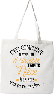 Tote bag coton recyclé princesse et nièce