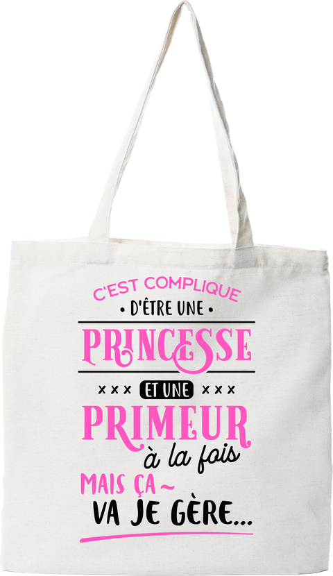 Tote bag coton recyclé princesse et primeur