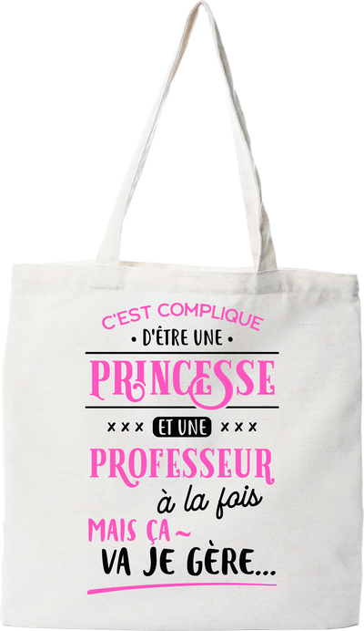 Tote bag coton recyclé princesse et professeur