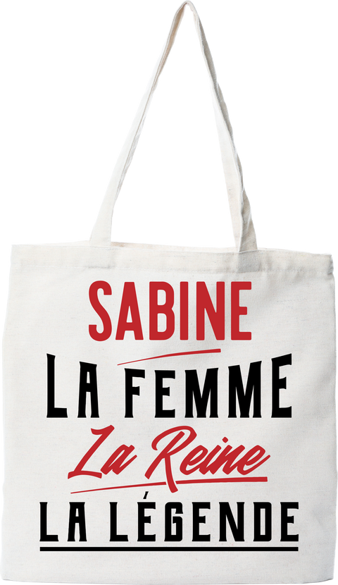 Tote bag coton recyclé sabine la femme la reine la légende
