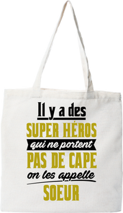 Tote bag coton recyclé soeur super héro