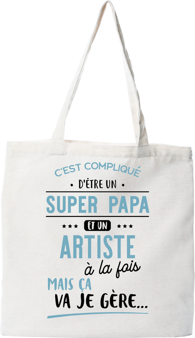 Tote bag coton recyclé super papa et artiste