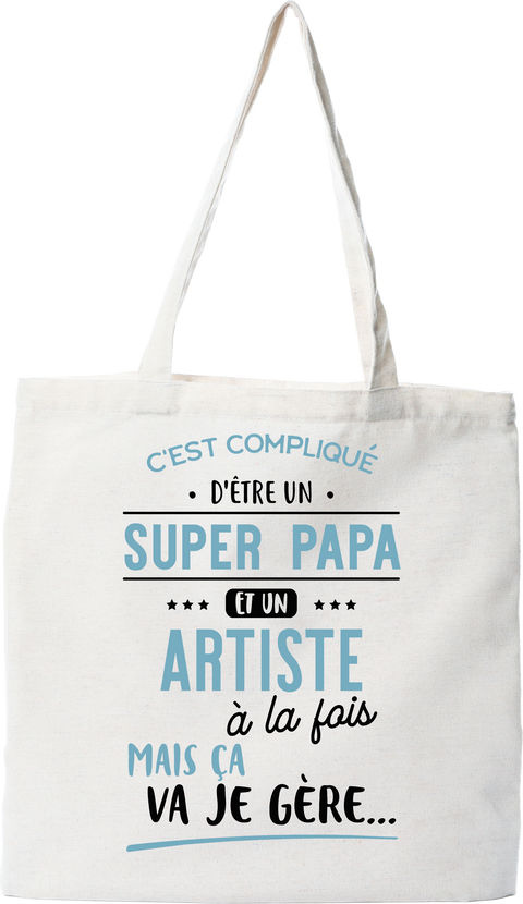 Tote bag coton recyclé super papa et artiste