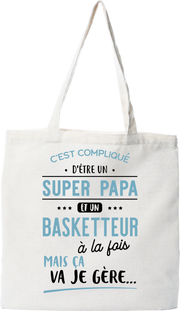 Tote bag coton recyclé super papa et basketteur