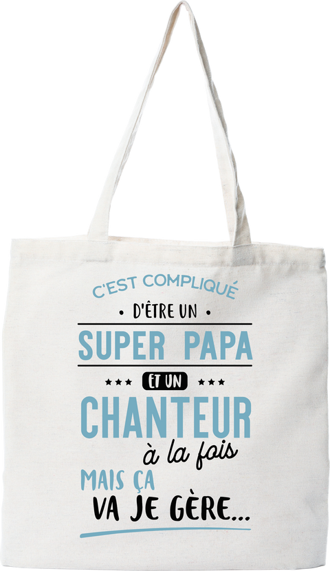 Tote bag coton recyclé super papa et chanteur