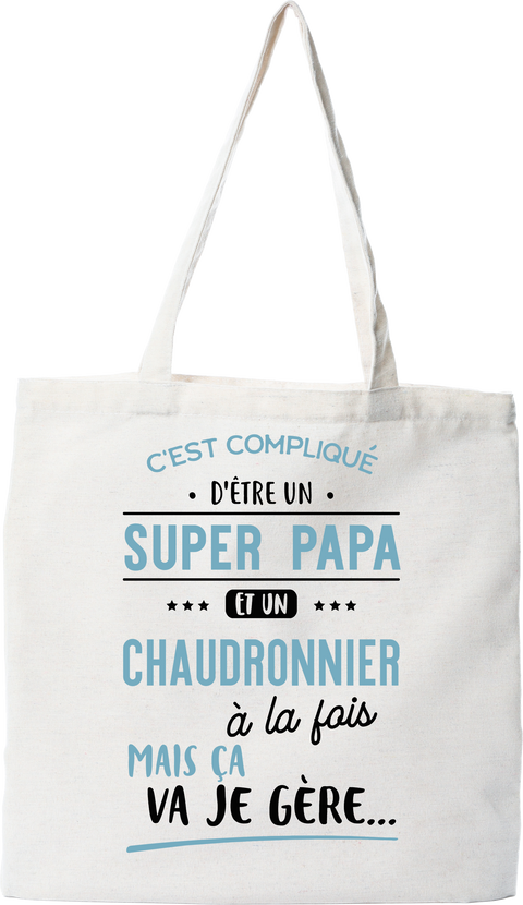 Tote bag coton recyclé super papa et chaudronnier
