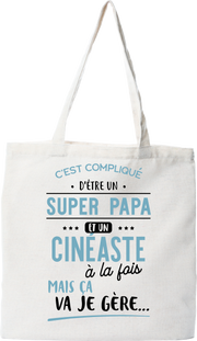 Tote bag coton recyclé super papa et cinéaste