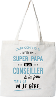 Tote bag coton recyclé super papa et conseiller