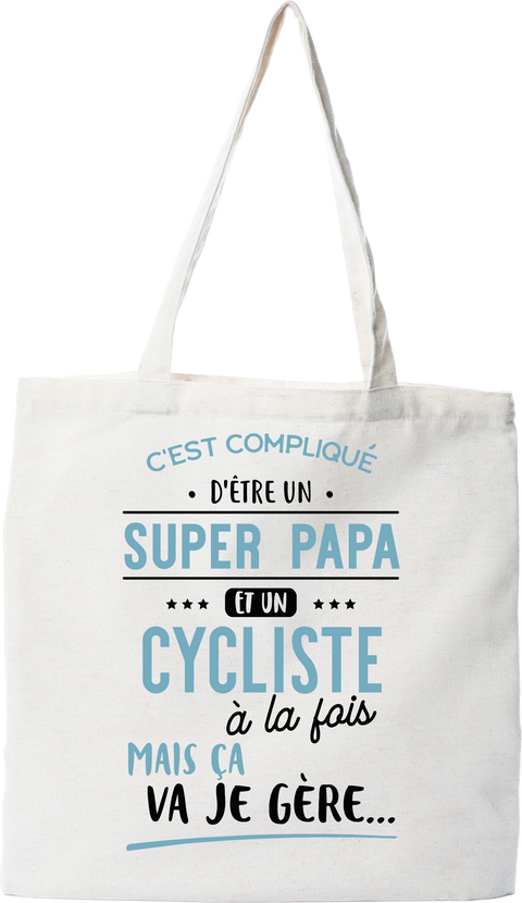 Tote bag coton recyclé super papa et cycliste