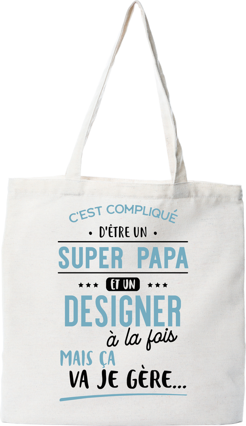 Tote bag coton recyclé super papa et designer