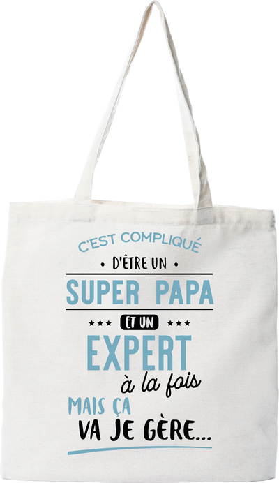 Tote bag coton recyclé super papa et expert