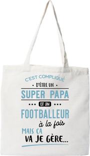 Tote bag coton recyclé super papa et footballeur