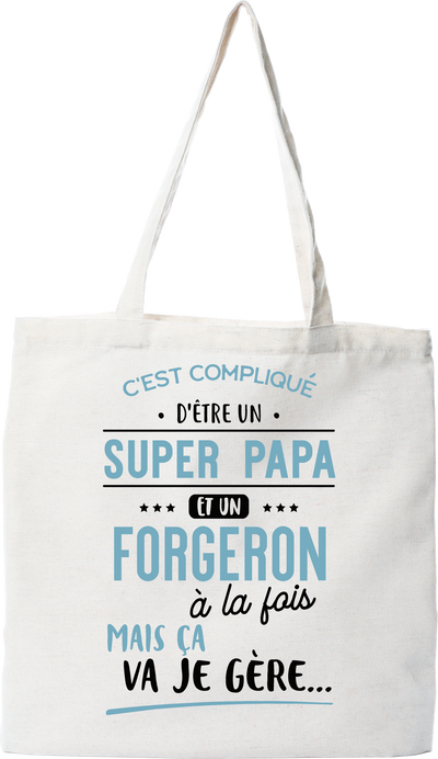 Tote bag coton recyclé super papa et forgeron